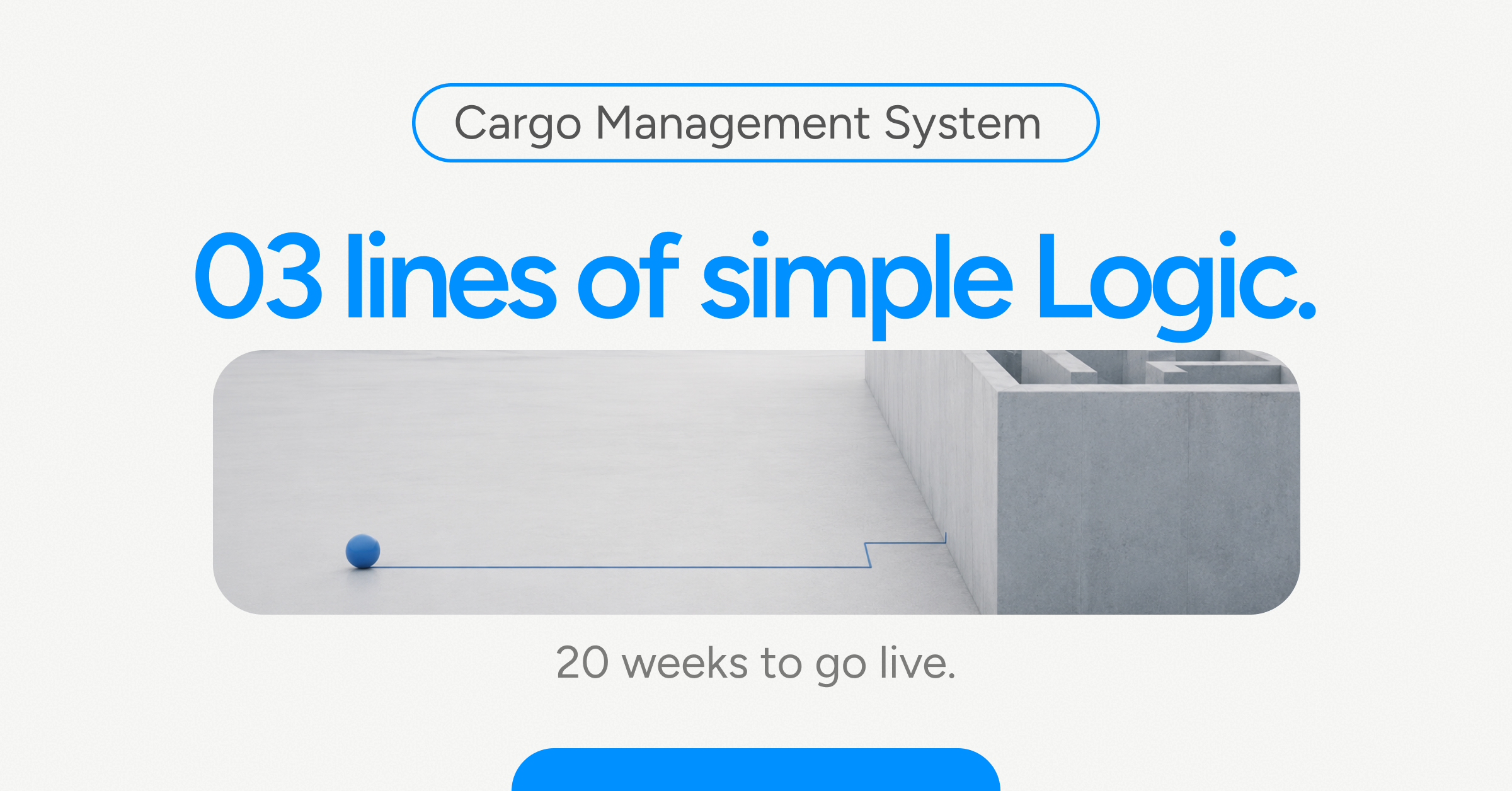 Three Lines of business logic. Twenty Weeks to Go Live.